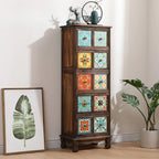 French Country Brown Wood Storage Cabinet with Drawers