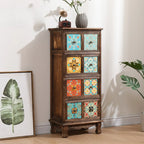 French Country Brown Wood Storage Cabinet with Drawers
