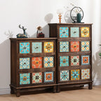 French Country Brown Wood Storage Cabinet with Drawers
