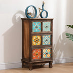 French Country Brown Wood Storage Cabinet with Drawers
