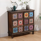 French Country Brown Wood Storage Cabinet with Drawers