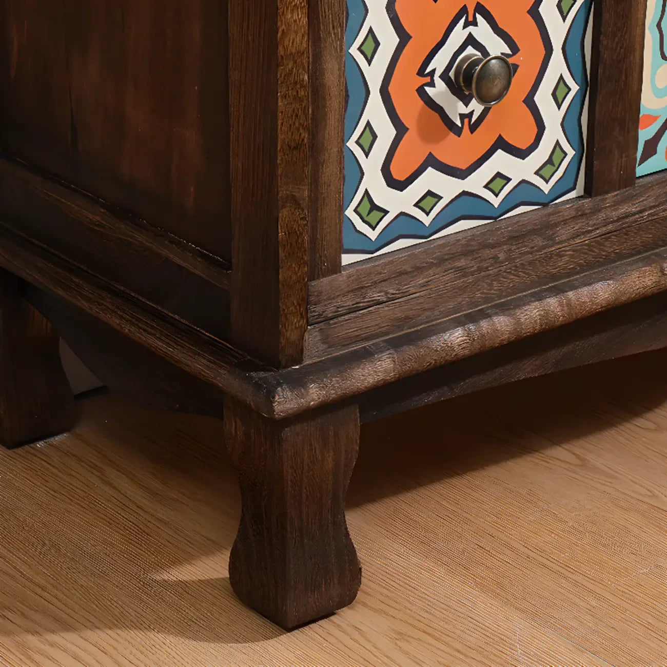 French Country Brown Wood Storage Cabinet with Drawers