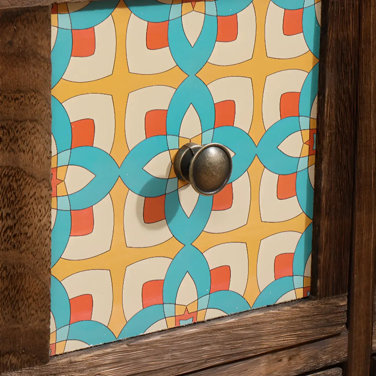 French Country Brown Wood Storage Cabinet with Drawers