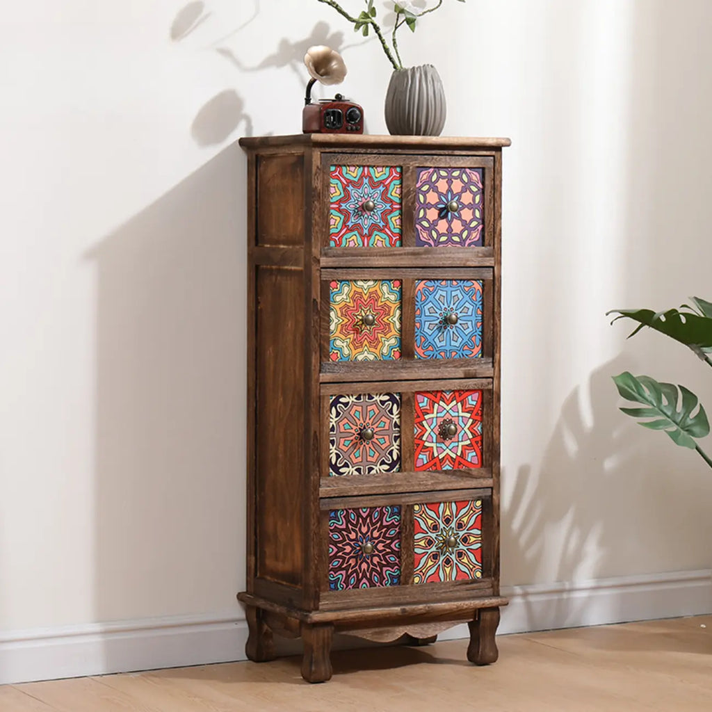 French Country Brown Wood Storage Cabinet with Drawers