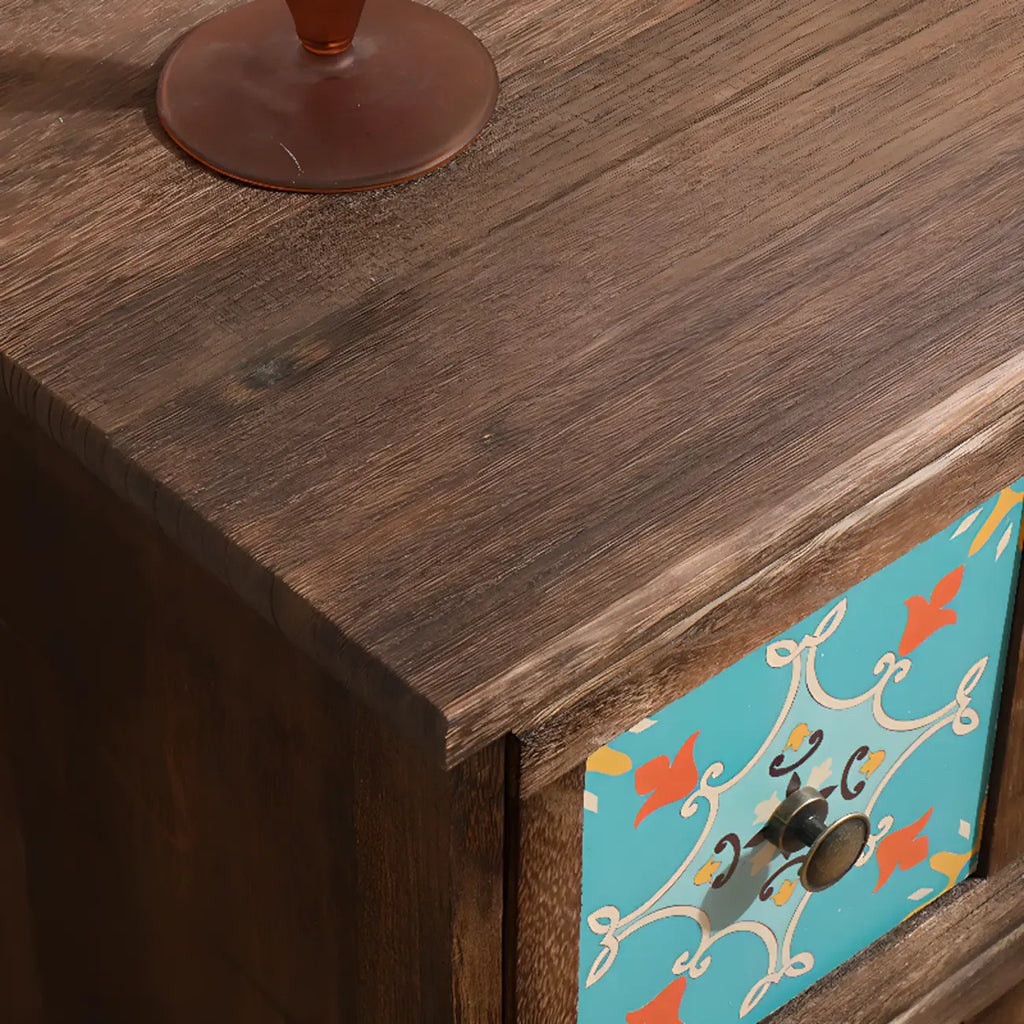 French Country Brown Wood Storage Cabinet with Drawers