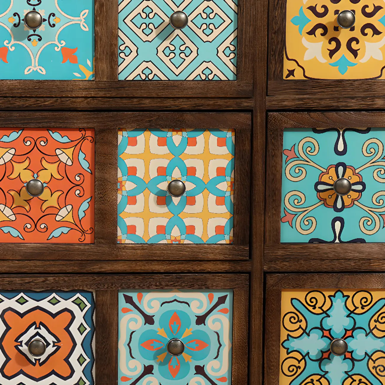 French Country Brown Wood Storage Cabinet with Drawers