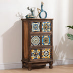 French Country Brown Wood Storage Cabinet with Drawers
