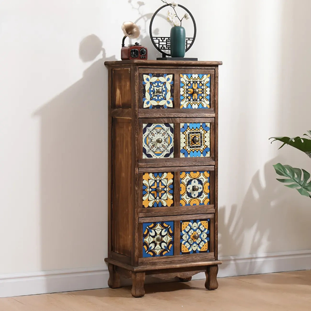 French Country Brown Wood Storage Cabinet with Drawers