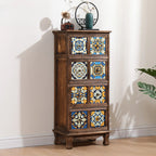 French Country Brown Wood Storage Cabinet with Drawers