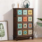 French Country Brown Wood Storage Cabinet with Drawers