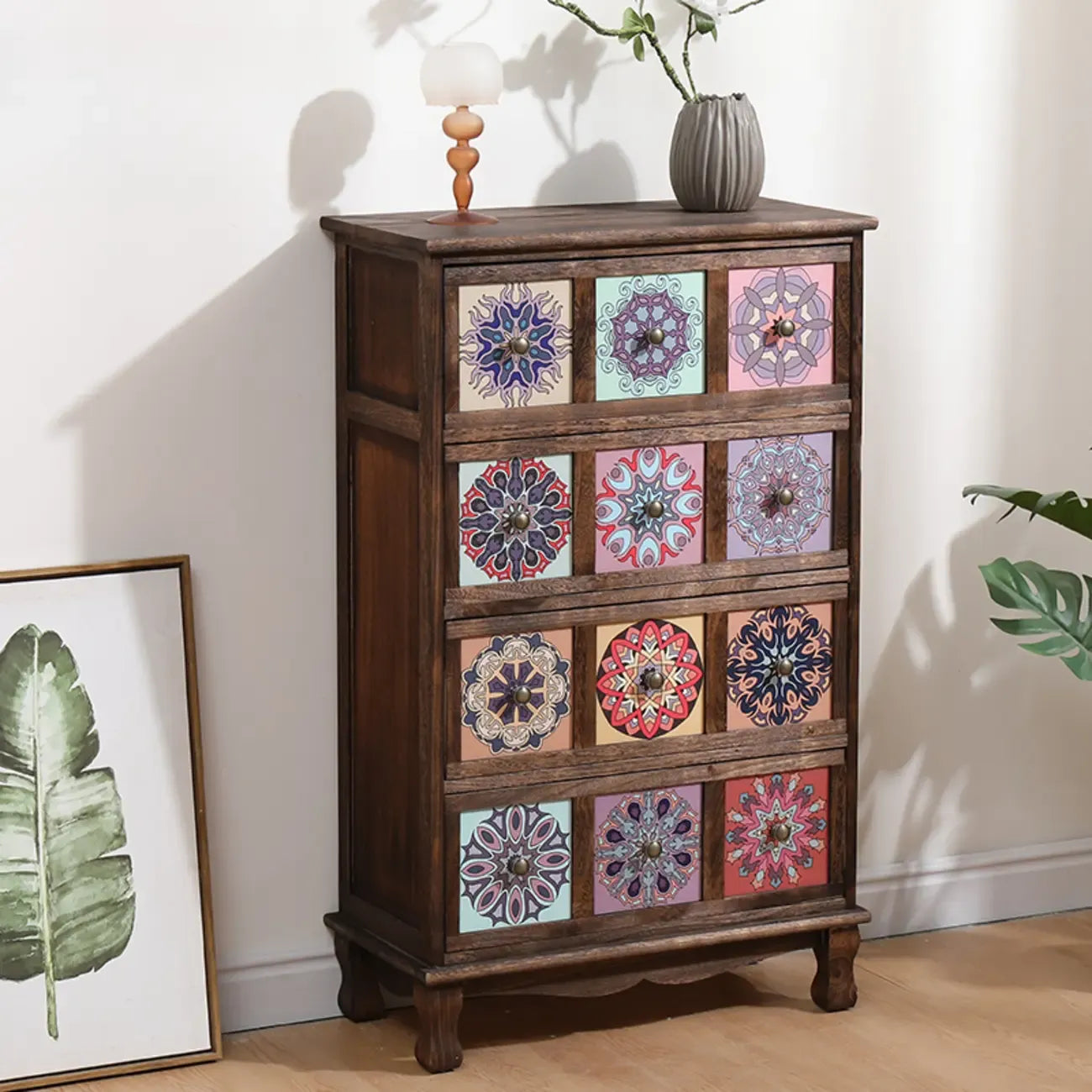 French Country Brown Wood Storage Cabinet with Drawers