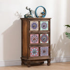 French Country Brown Wood Storage Cabinet with Drawers