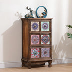 French Country Brown Wood Storage Cabinet with Drawers