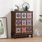 French Country Brown Wood Storage Cabinet with Drawers