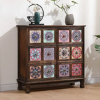 French Country Brown Wood Storage Cabinet with Drawers