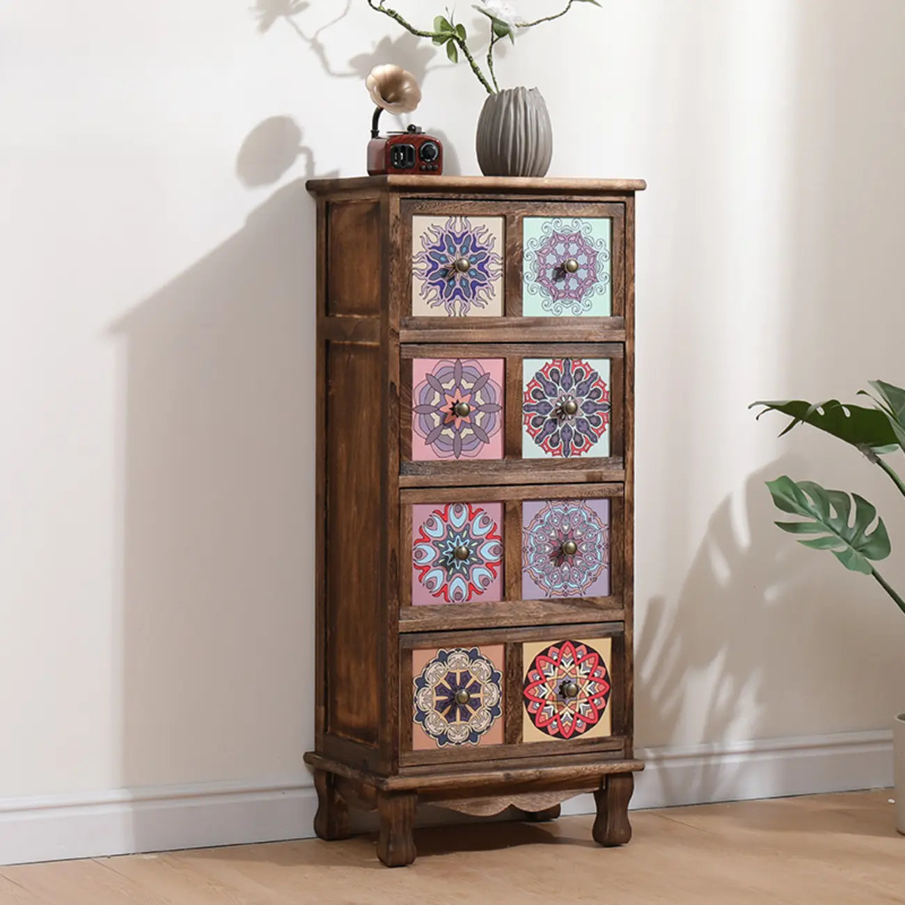 French Country Brown Wood Storage Cabinet with Drawers