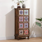 French Country Brown Wood Storage Cabinet with Drawers