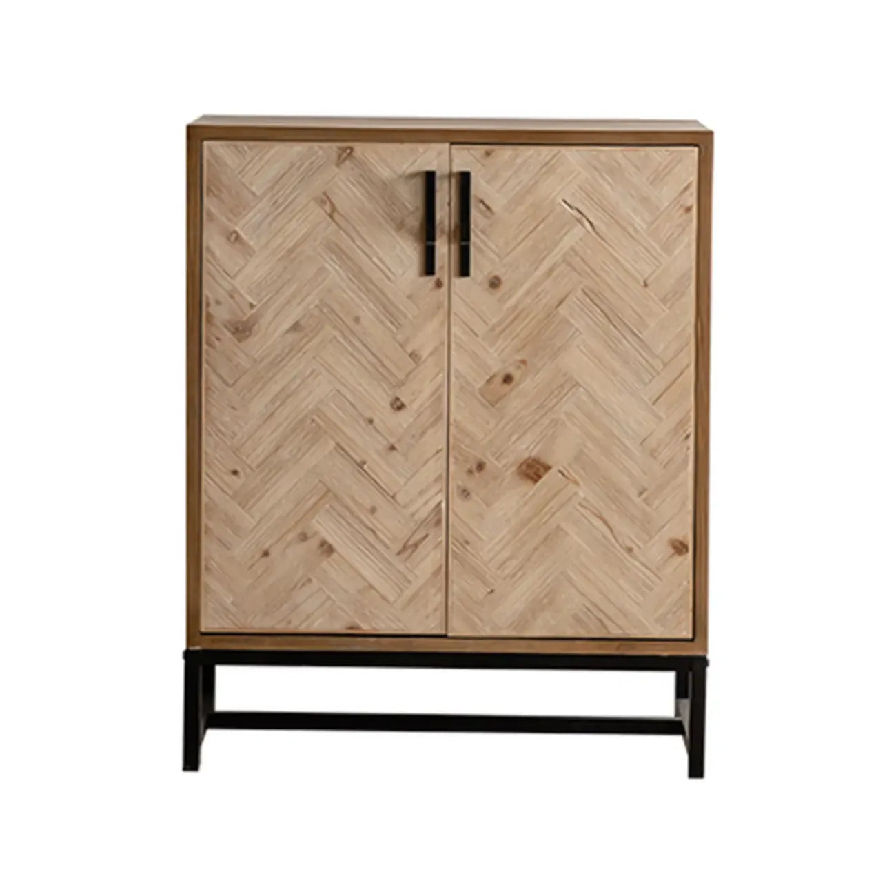 Rustic Natural Finish Cabinet with Exterior Shelf & Barn Door