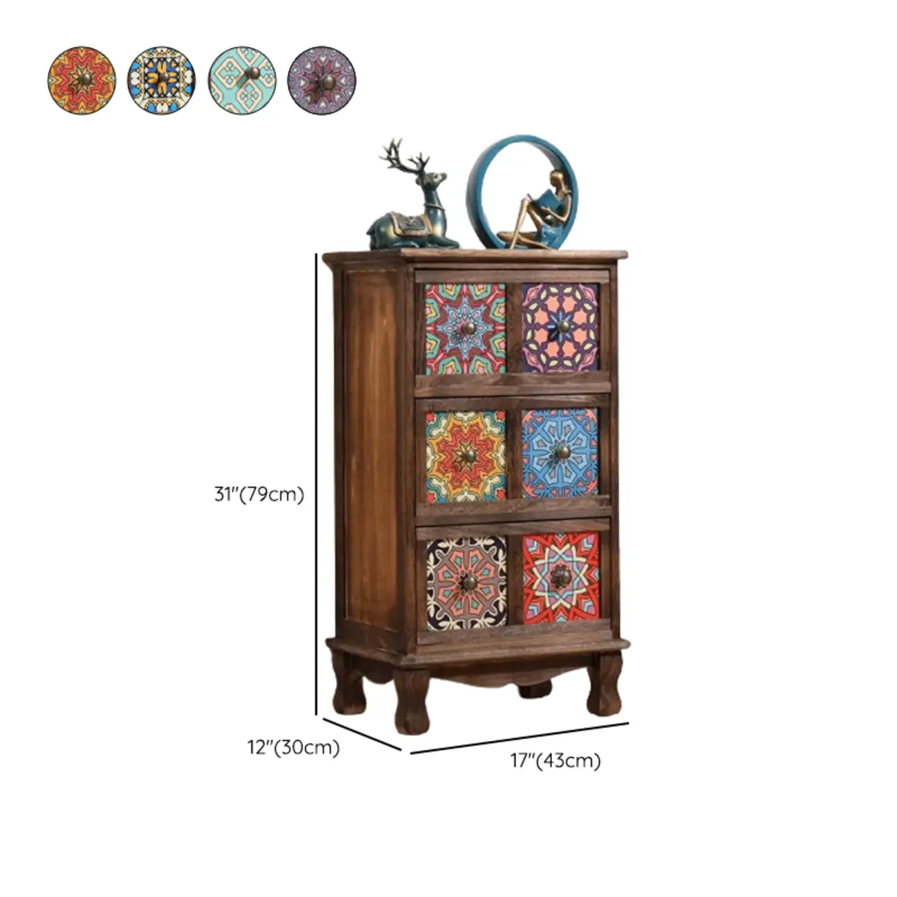 French Country Brown Wood Storage Cabinet with Drawers