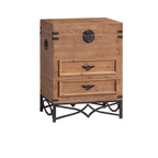 Rustic Natural Finish Cabinet with Exterior Shelf & Barn Door