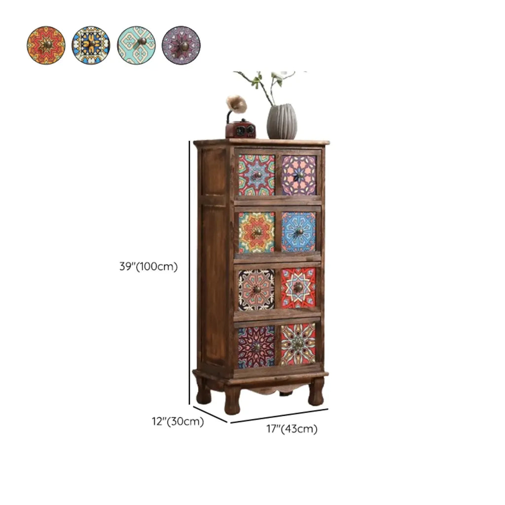 French Country Brown Wood Storage Cabinet with Drawers