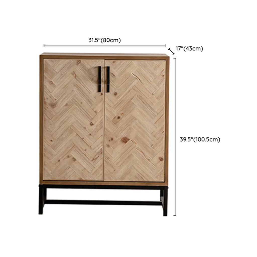 Rustic Natural Finish Cabinet with Exterior Shelf & Barn Door