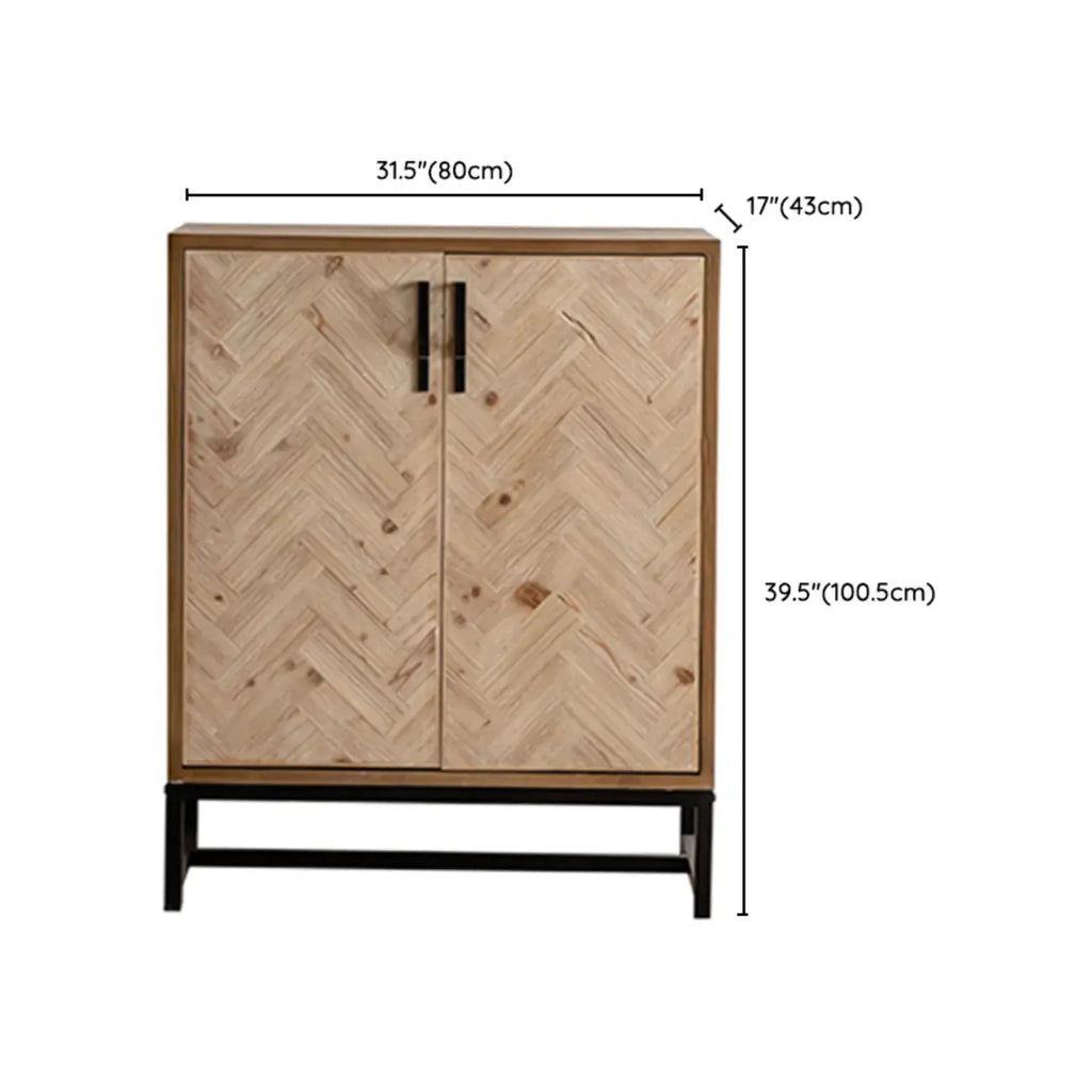 Rustic Natural Finish Cabinet with Exterior Shelf & Barn Door