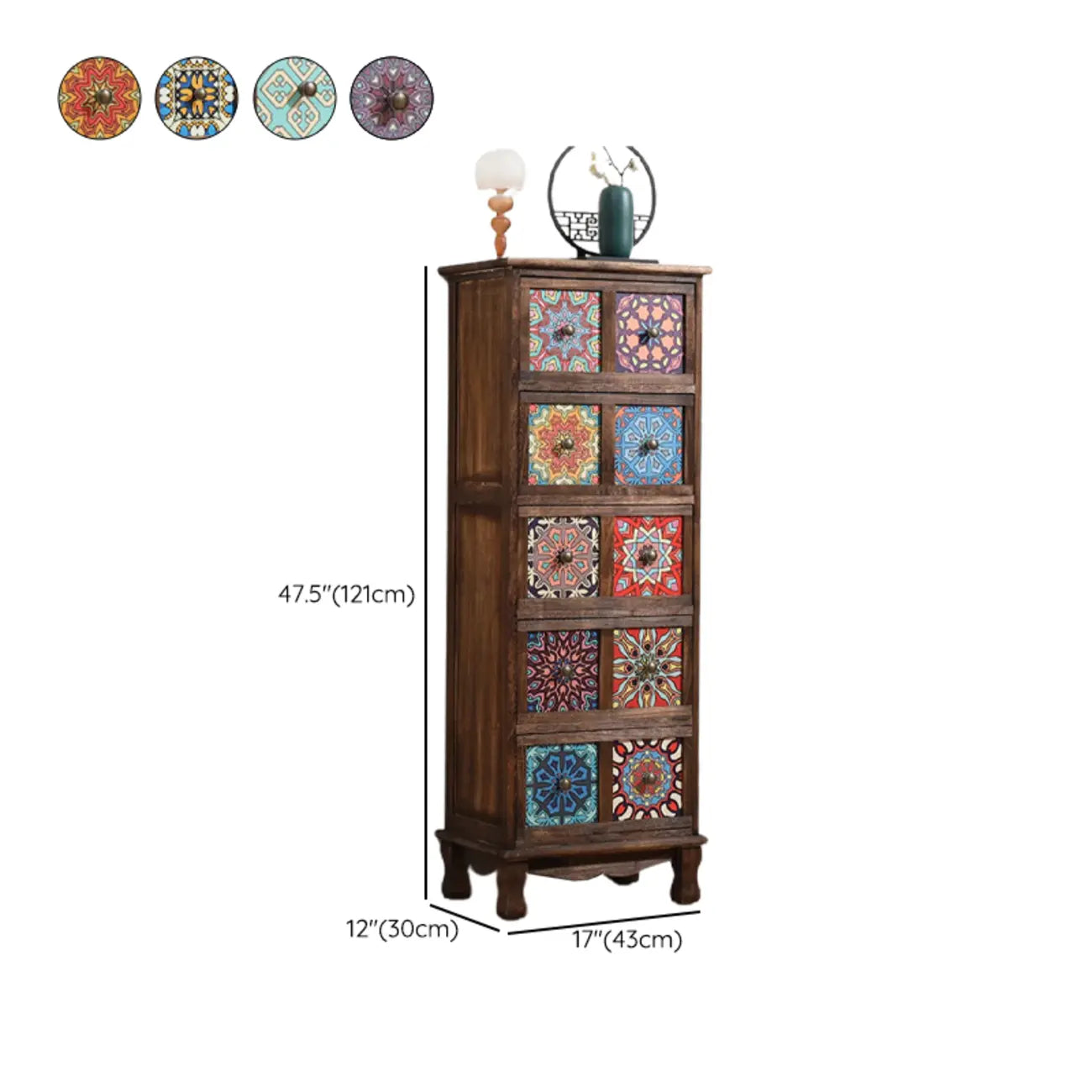 French Country Brown Wood Storage Cabinet with Drawers