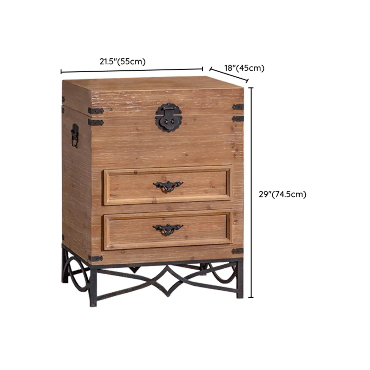 Rustic Natural Finish Cabinet with Exterior Shelf & Barn Door