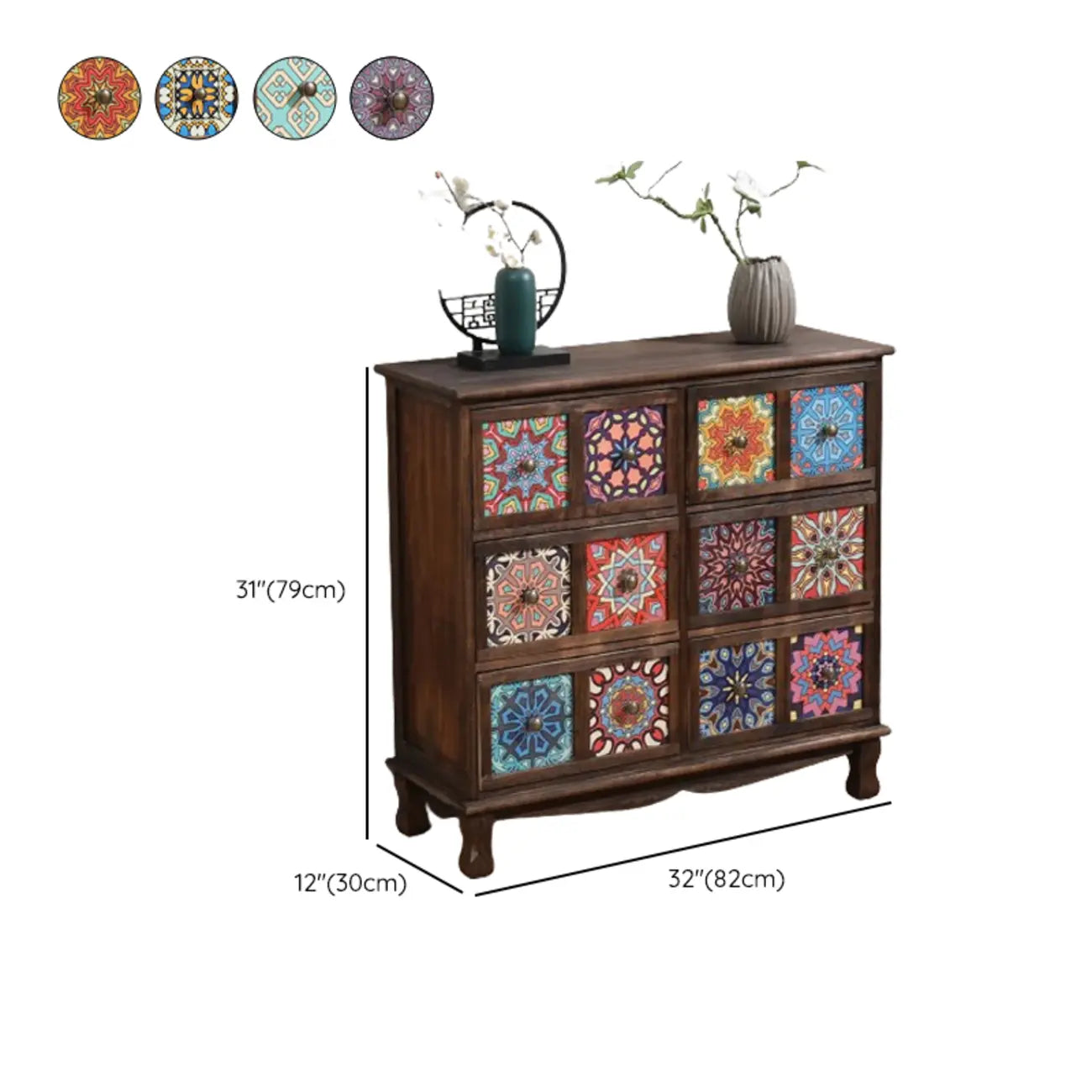 French Country Brown Wood Storage Cabinet with Drawers