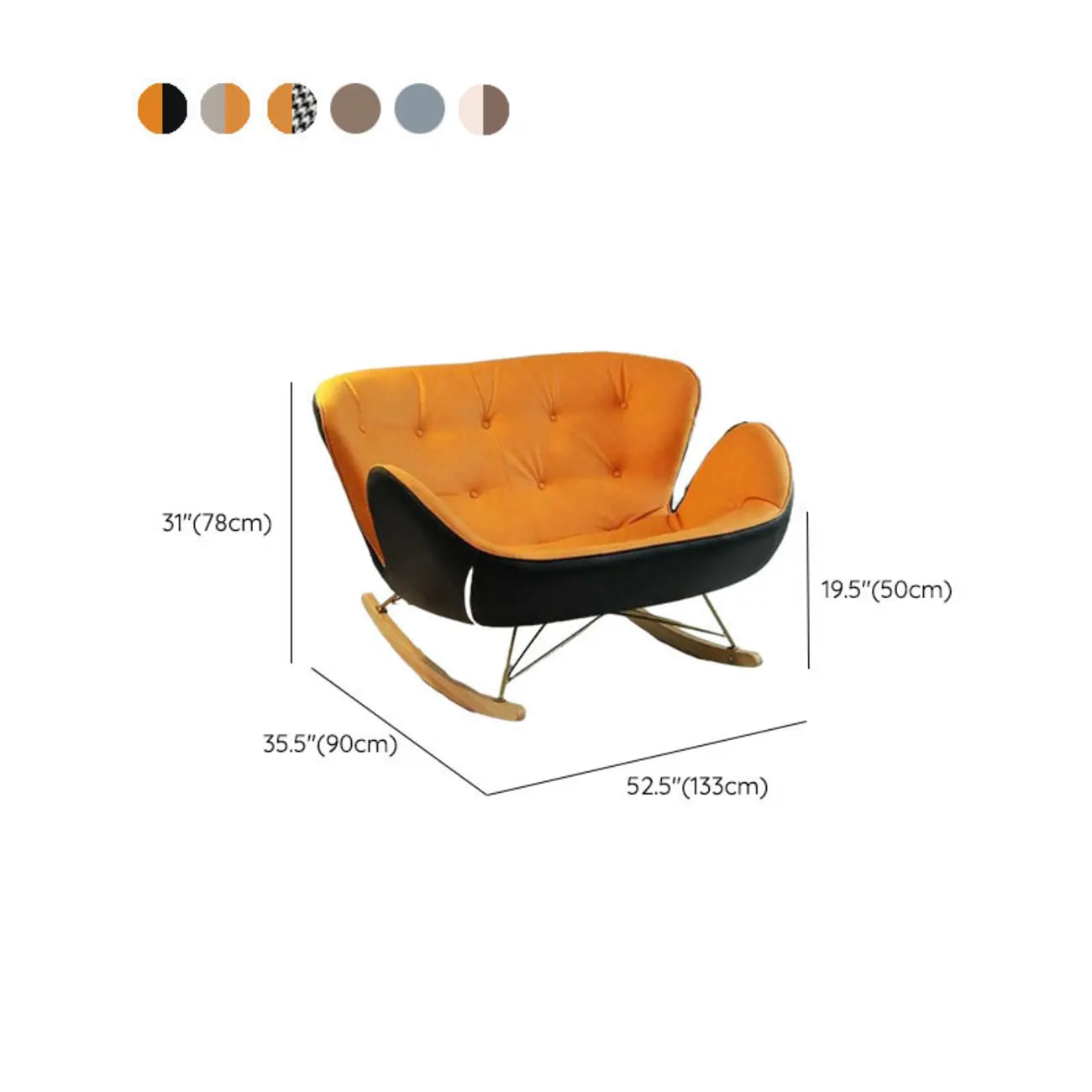 Living Room Upholstered Rocking Chair with Cushion