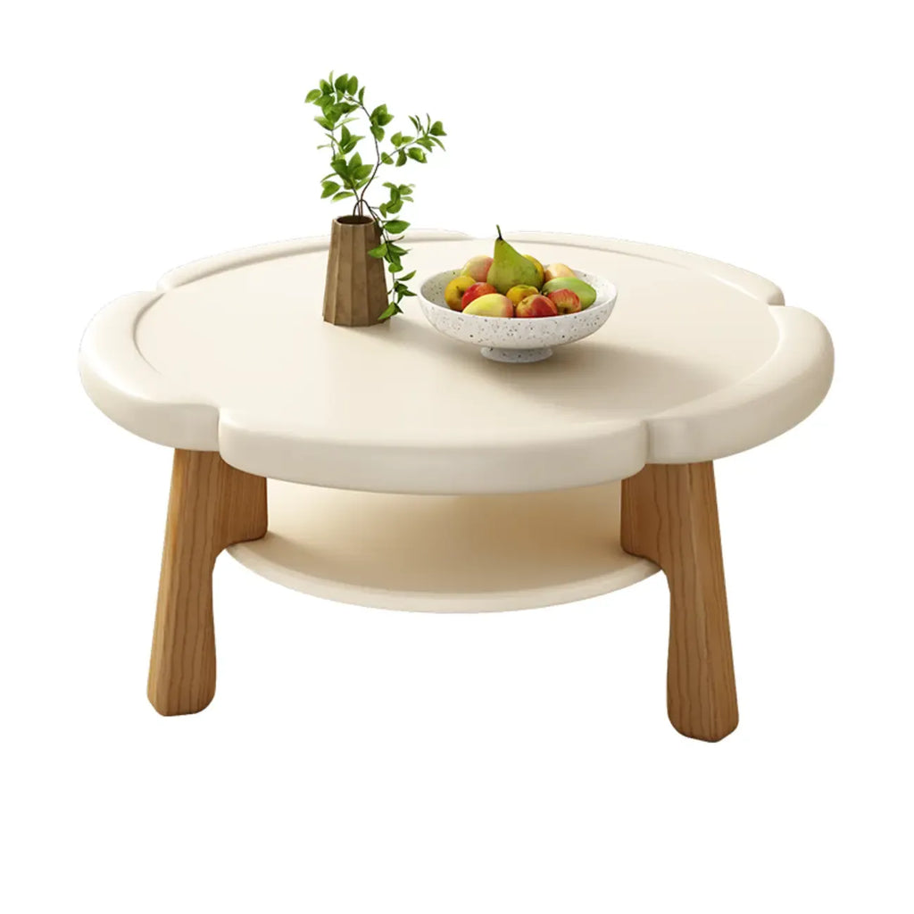 Irregular Cute Wooden Coffee Table with Storage for Living Room