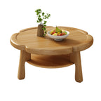 Irregular Cute Wooden Coffee Table with Storage for Living Room