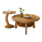 Irregular Cute Wooden Coffee Table with Storage for Living Room