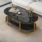 White Wood Oval Shelves Storage Sled Coffee Table