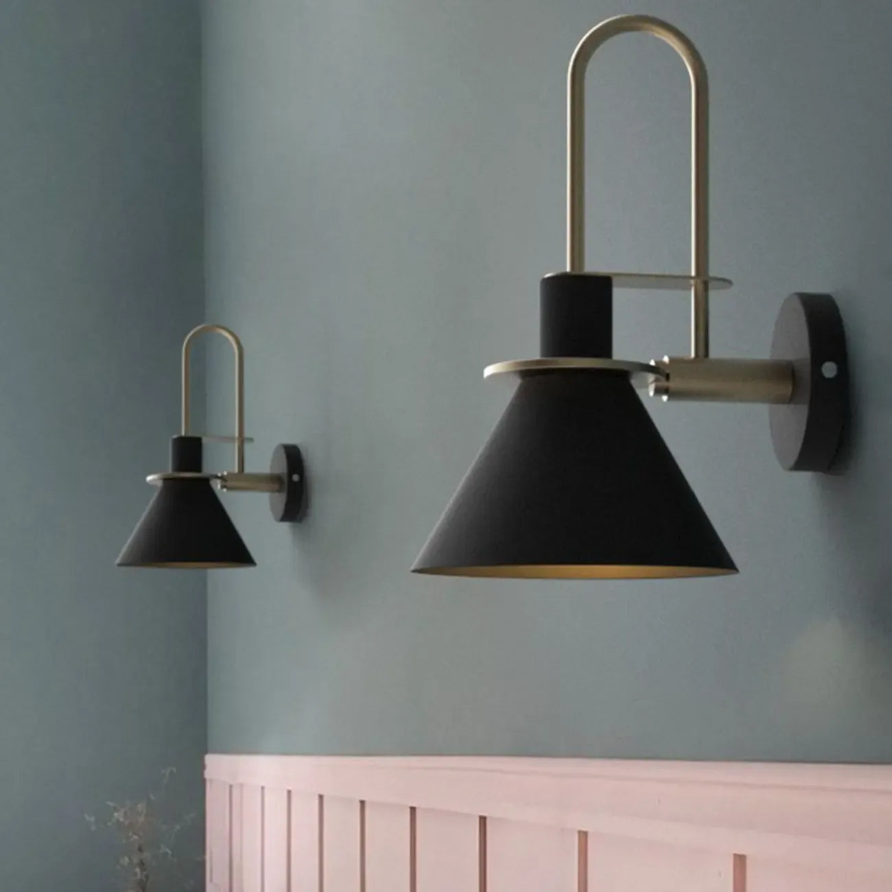 Modern 1-Light Cone Bath Vanity Light with Iron Shade