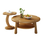 Irregular Cute Wooden Coffee Table with Storage for Living Room