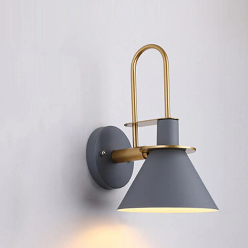 Modern 1-Light Cone Bath Vanity Light with Iron Shade
