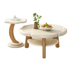 Irregular Cute Wooden Coffee Table with Storage for Living Room