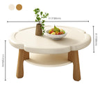 Irregular Cute Wooden Coffee Table with Storage for Living Room