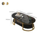 White Wood Oval Shelves Storage Sled Coffee Table