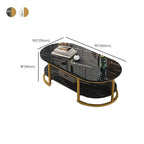 White Wood Oval Shelves Storage Sled Coffee Table