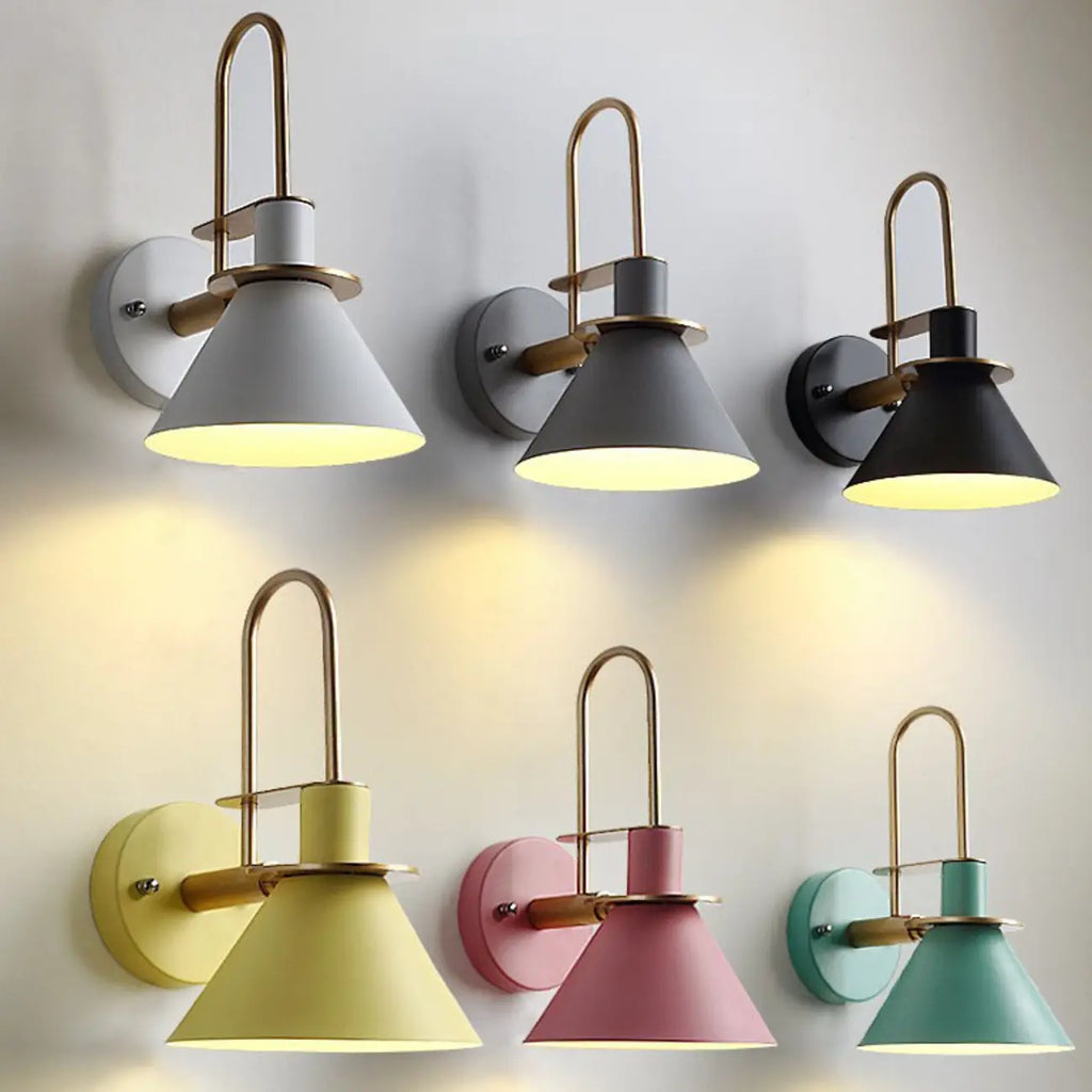 Modern 1-Light Cone Bath Vanity Light with Iron Shade