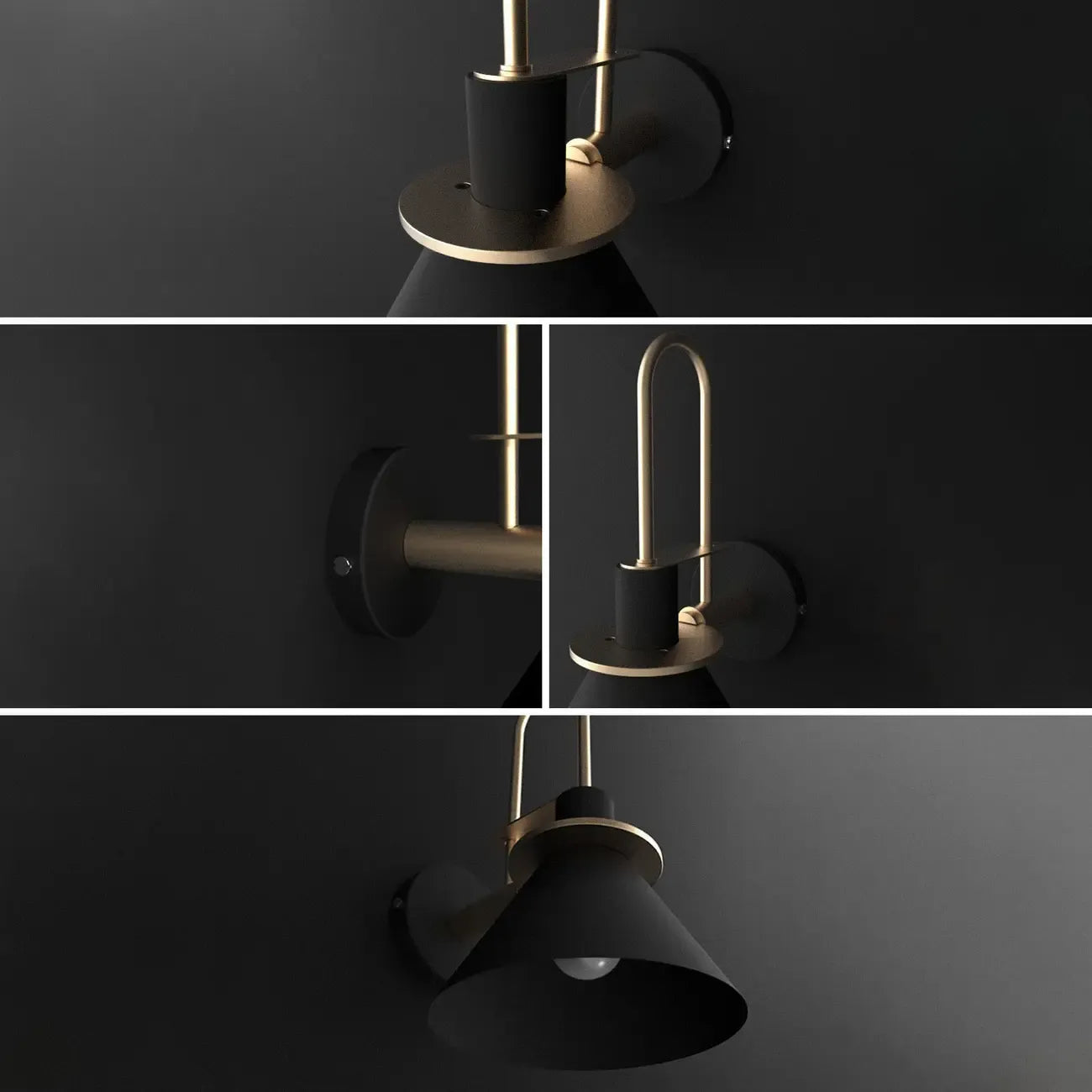 Modern 1-Light Cone Bath Vanity Light with Iron Shade