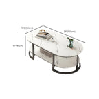 White Wood Oval Shelves Storage Sled Coffee Table