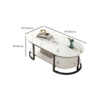 White Wood Oval Shelves Storage Sled Coffee Table