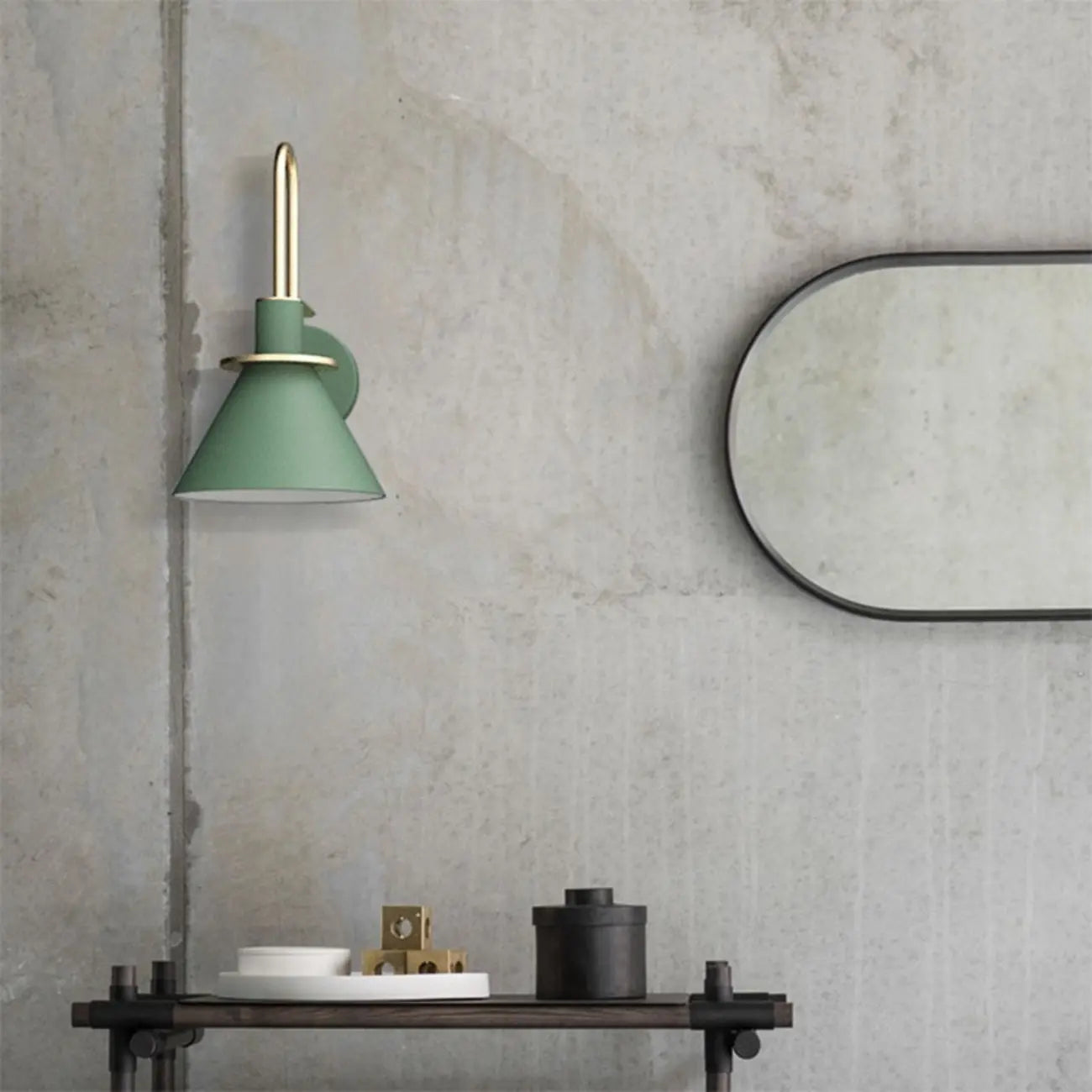 Modern 1-Light Cone Bath Vanity Light with Iron Shade