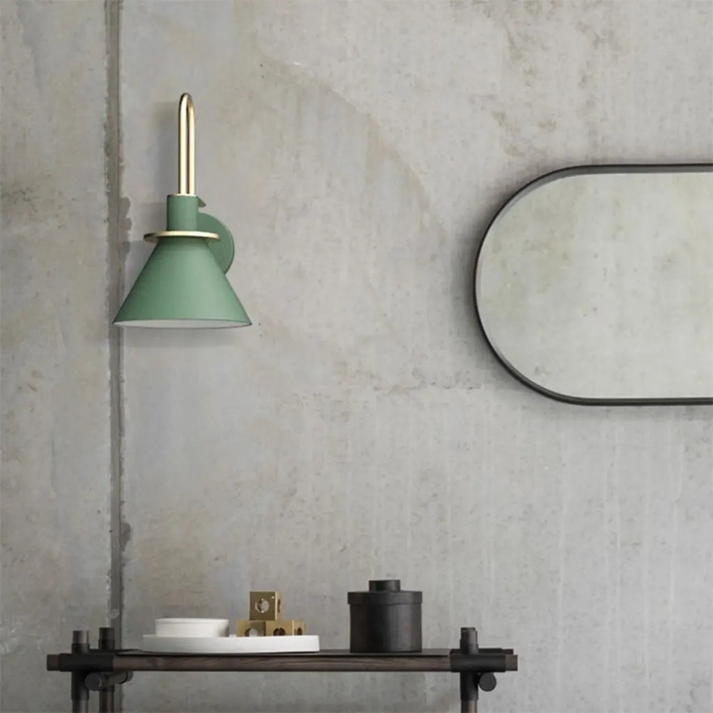 Modern 1-Light Cone Bath Vanity Light with Iron Shade