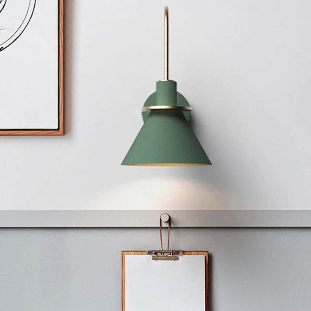 Modern 1-Light Cone Bath Vanity Light with Iron Shade
