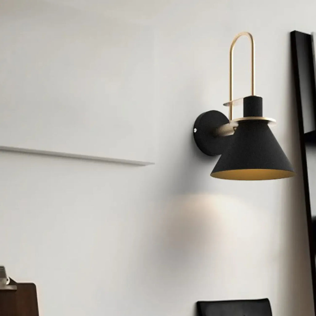 Modern 1-Light Cone Bath Vanity Light with Iron Shade